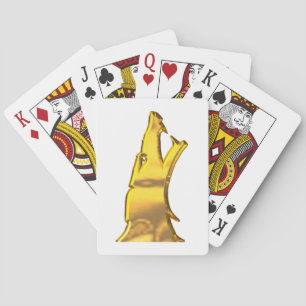 Guld Varg Huvud vita Poker-kort Casinokort