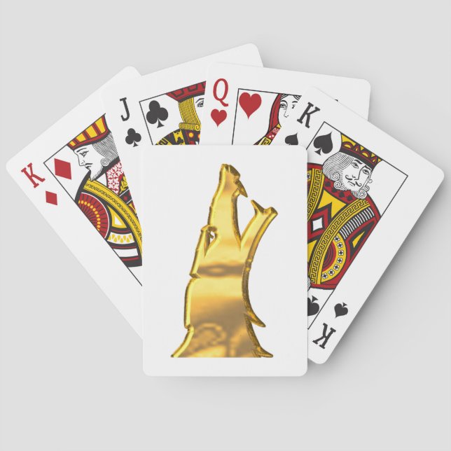 Guld Varg Huvud vita Poker-kort Casinokort (Baksidan)