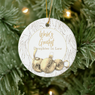 Guld Världsmästare Dotter Jul Julgransprydnad Keramik