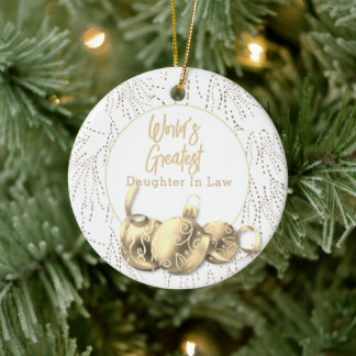 Guld Världsmästare Dotter Jul Julgransprydnad Keramik