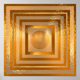 Guld- varm solMandala - hälsningar Poster