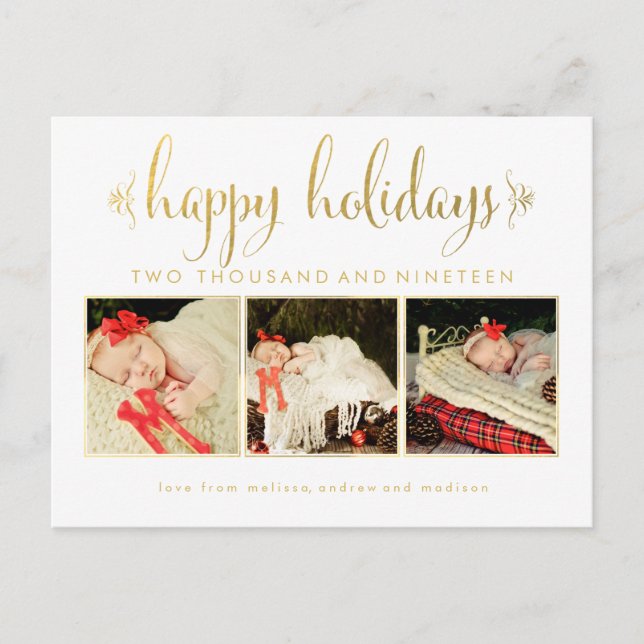 Guld Vårt Spädbarn 1:a julfotopapport Ram Vykort (Framsida)