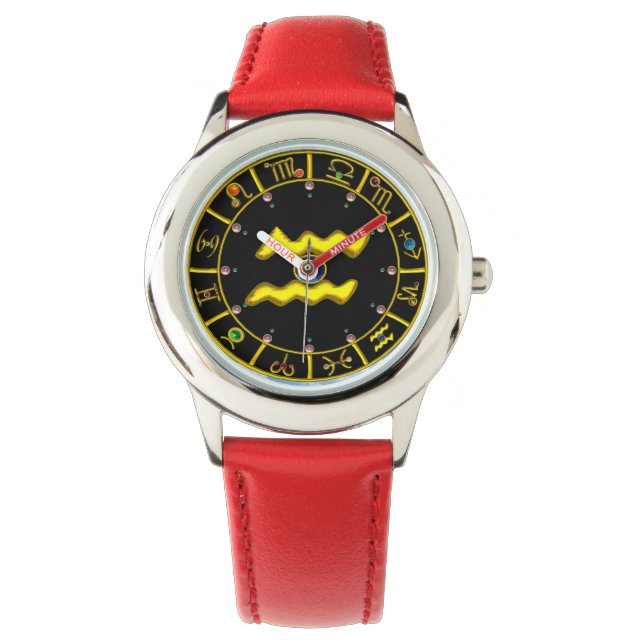 GULD VATRIUS- OCH ZODIACAL-TECKEN,GEMSTONER ARMBANDSUR (Framsida)