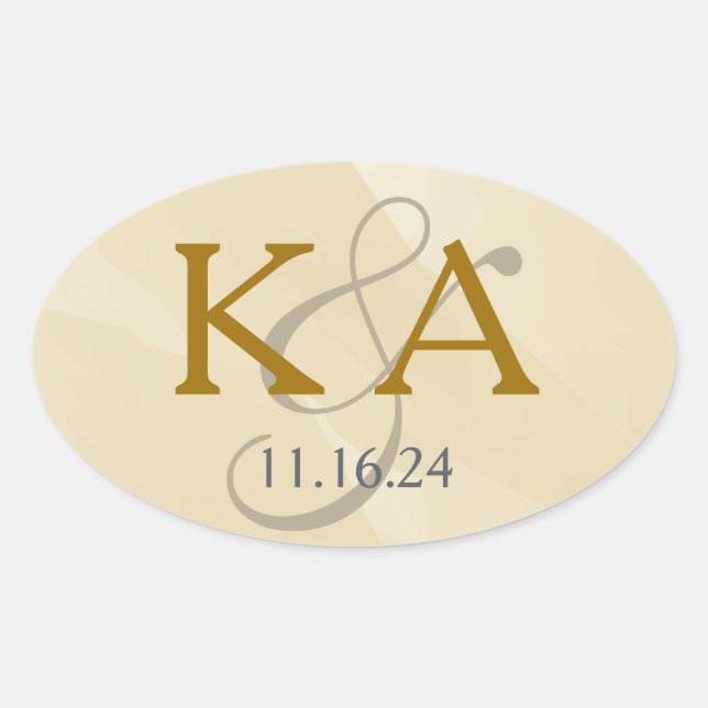 Guld vattenfärg monogram etikett (Framsida)