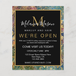 Guld vattenfärg och nebula mandala flygblad