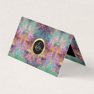 Guld vattenfärg och nebula mandala visitkort