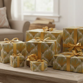 Guld vattenfärgsblomma presentpapper