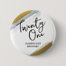 Guld vattenfärgsfärgad abstrakt elegant 21:a födel knapp