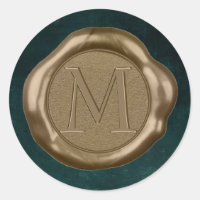 Guld Vax förseglare Sticker monogram på emerald gr