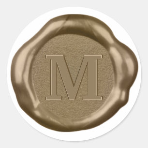 Guld Vax förseglingsetikettens monogram, Runt Klistermärke