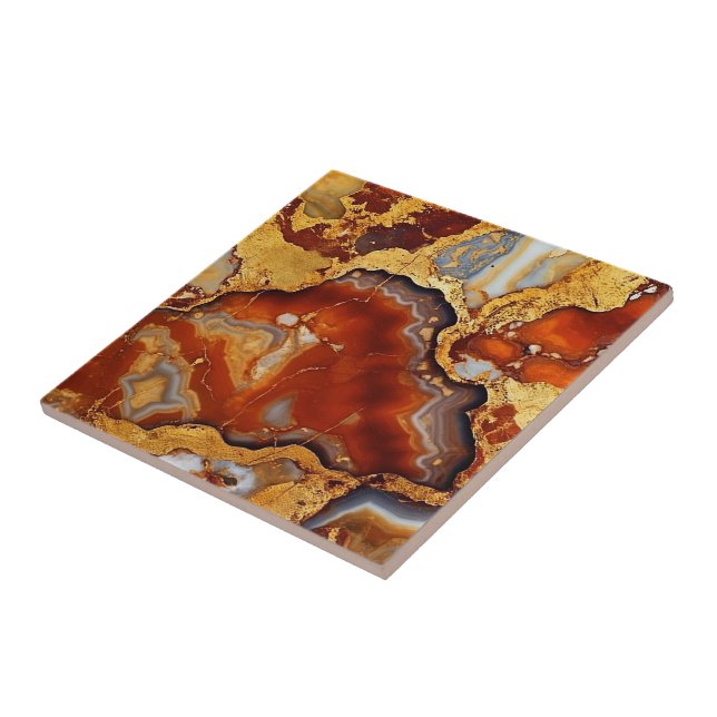Guld Vein Agate Ceramic Tile Kakelplatta (Sidan)