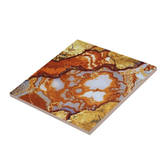 Guld Vein Agate Ceramic Tile Kakelplatta (Sidan)