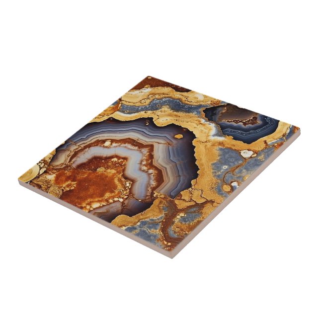 Guld Vein Agate Ceramic Tile Kakelplatta (Sidan)