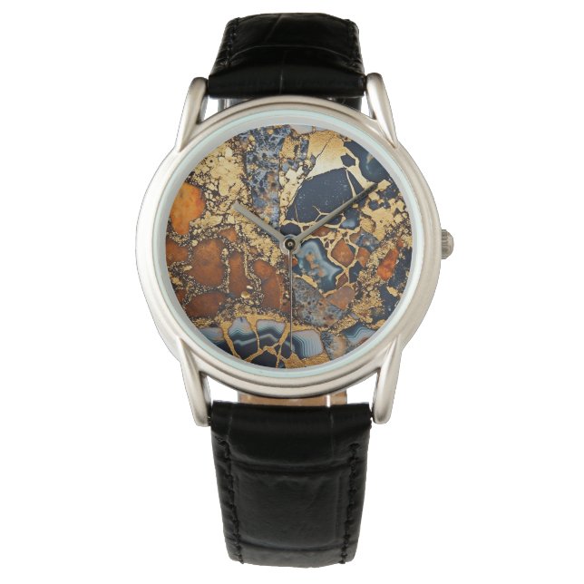Guld Vein Agate Watch Armbandsur (Framsida)