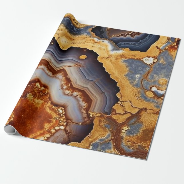 Guld Vein Agate Wrapping Papper Presentpapper (Utrullad)