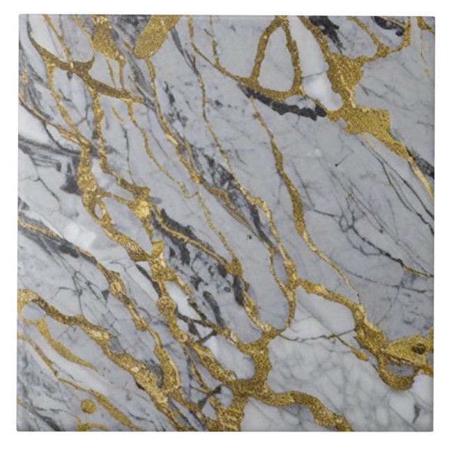 Guld Vein Marble Mönster Kakelplatta (Framsidan)