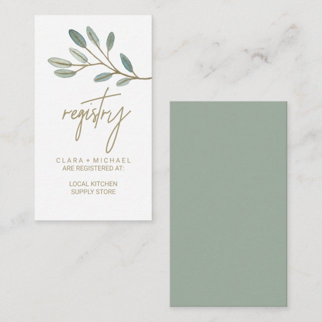 Guld Veining Eucalyptus Gift-registret Tilläggskort (Fram/baksida)