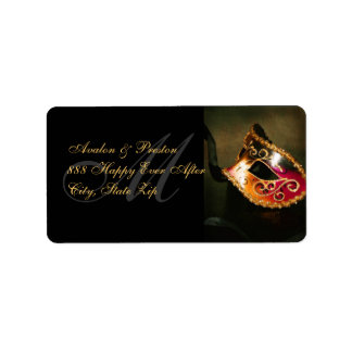 Guld Venetian Masqueramaskadressetikett Adressetikett