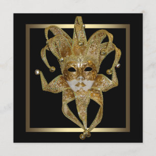 Guld Venetiansk Mardi Gras-maskerad Maskeradfest Inbjudningar