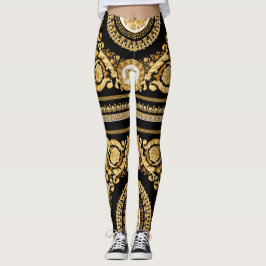 Guld Versace Barocco. GYM-prestanda Leggings