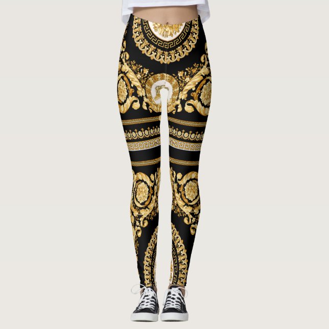 Guld Versace Barocco. GYM-prestanda Leggings (Framsida)