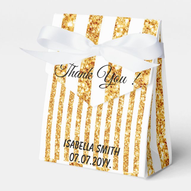 Guld Vertikal Glitter Boho Ränder Kollektion Presentaskar (Framsidan Sidan)