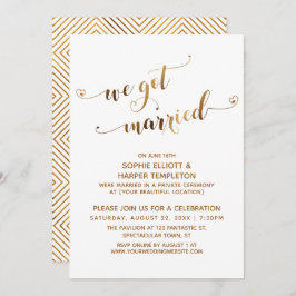 Guld Vi Gift Postbröllopsfirande Inbjudningar