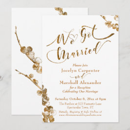 Guld Vi Har gift med botaniska djur på vitt Inbjudningar