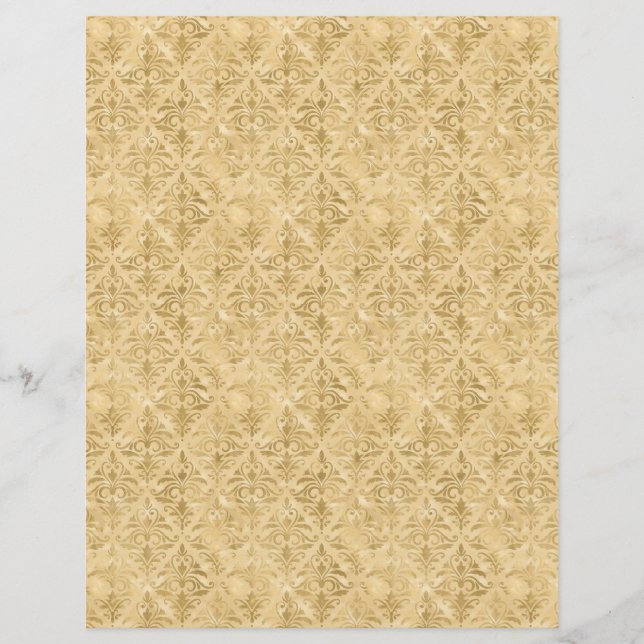 Guld Victorian Stil Damask Scrapbook Papper (Framsida)