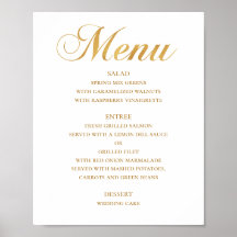 Guld vigselmeny middagsmeny. Elegant enkel skrift