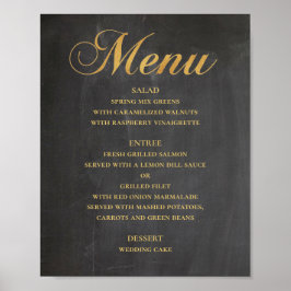 Guld vigselmeny middagsmeny. Kritskrifts elegant Poster