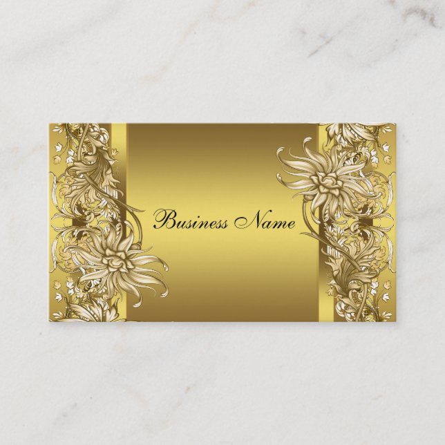 Guld Viktorianska Blommor Elegant Guld Visitkort (Framsida)