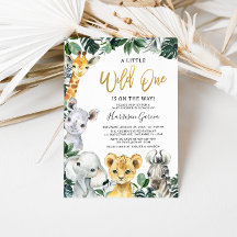 Guld Vild 1 Safari Jungle Animals Baby Shower
