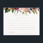 Guld Vild Feather Boho Tropical Blommigt Bröllop Vykort<br><div class="desc">Detta rådgivningskort för den tropiska blommigten bröllop i vild i guld är perfekt för ett nordligt bröllop. Utformningen har handmålade bruna fjädrar, boho-gult, vit, lila, rosa, , burgundblommor och blåbär som är snyggt placerade i vackra buketter. De här korten är perfekter för bröllop, möhippa, babydusch, studentfest och mycket mer. Anpassa...</div>