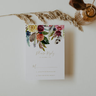 Guld Vild Feather Boho Tropical Blommigt OSA Kort