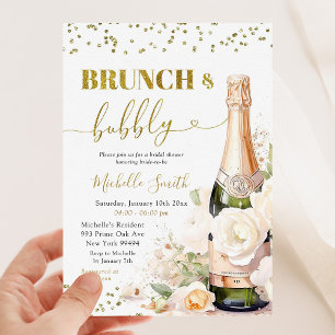 Guld Vin Brunch och Bubly Möhippa Inbjudningar