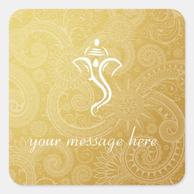Guld Vinayaka Wedding Stickers Fyrkantigt Klistermärke (Framsida)