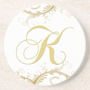 Guld- Vines för Monogrambrev K Underlägg Sandsten