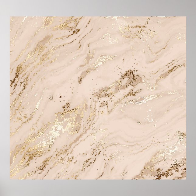 Guld Vinkara: Abstrakt Marble Poster (Framsidan)