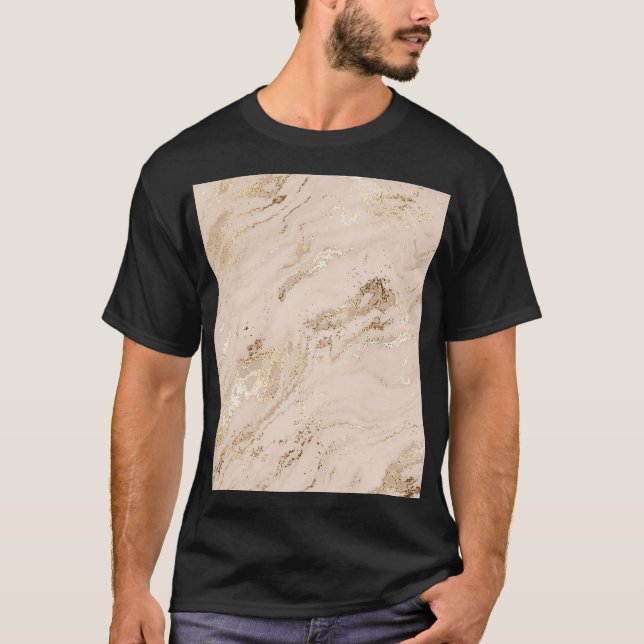 Guld Vinkara: Abstrakt Marble T Shirt (Framsida)