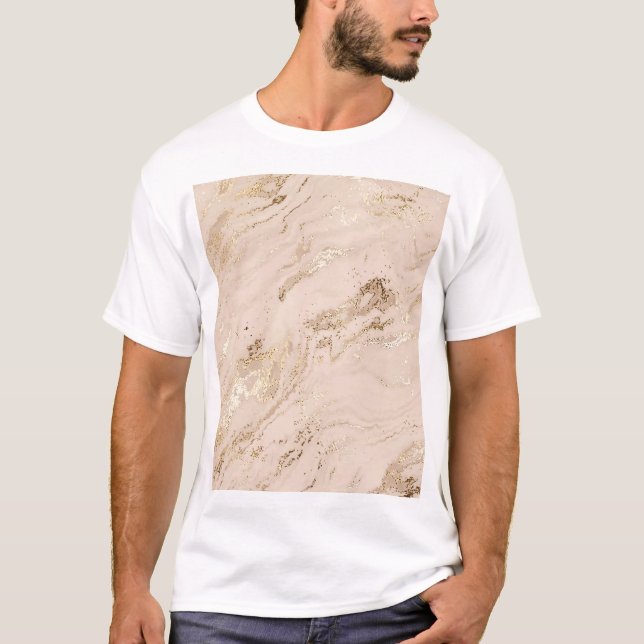 Guld Vinkara: Abstrakt Marble T Shirt (Framsida)