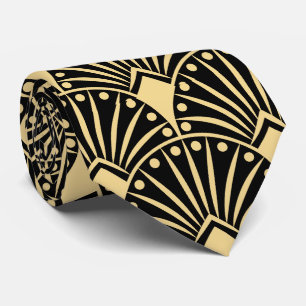 Guld Vintage Art Deco Mönster om Mörk Grått Slips
