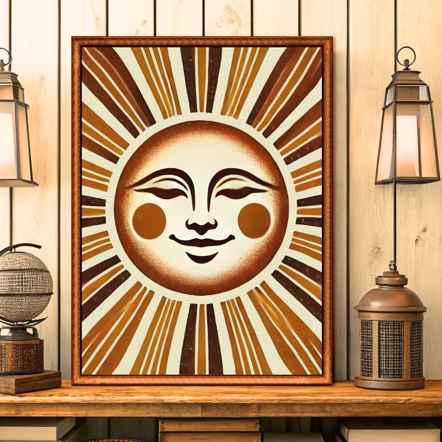 Guld Vintage Boho Sol Väggkonsttryck Poster (Skapare uppladdad)