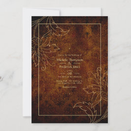 Guld Vintage Damask Wedding Inbjudningar