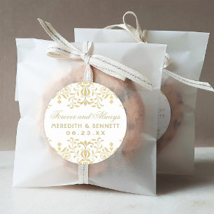Guld Vintage Glamour Monogram Bröllop Runt Klistermärke