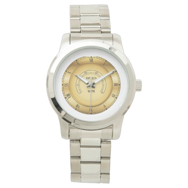 Guld-Vintage-hastighetsmätare, MPH-Visning Armbandsur (Framsida)