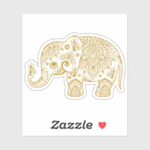 Guld vintage paisley elefant klistermärken