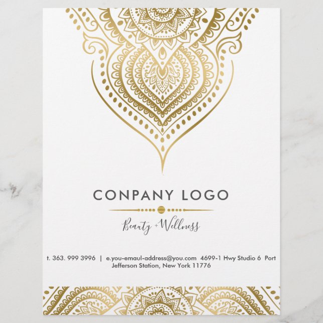 Guld Vintage Paisley Mandala Reklamblad (Baksidan)