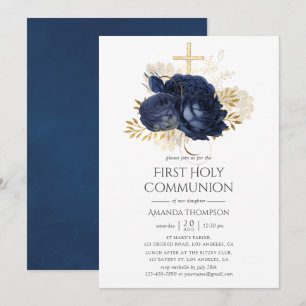 Guld Vintage Shabby Ro Heliga Communion Inbjudningar