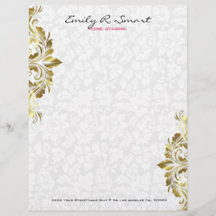 Guld Vintage Swirl vid plusvit Brevhuvud
